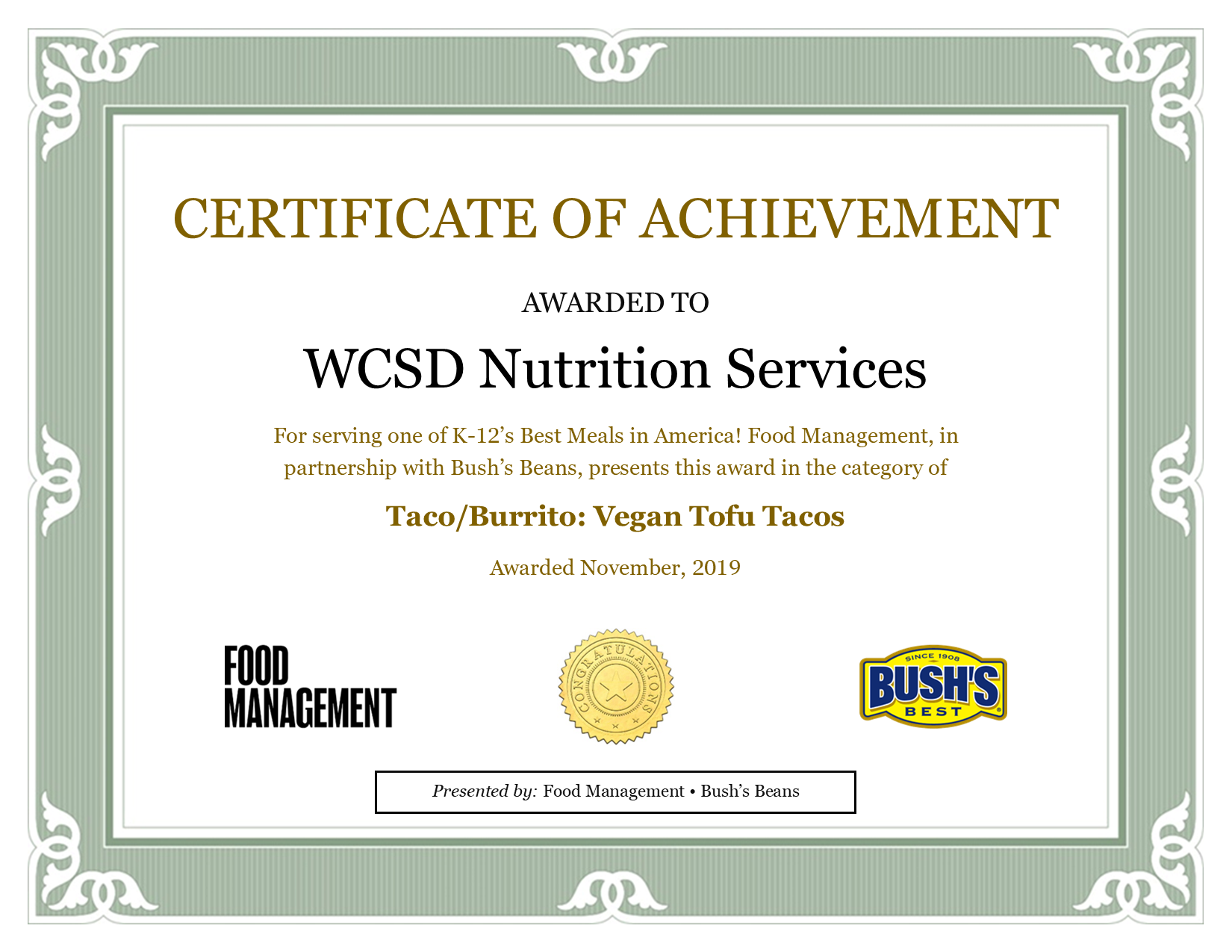 Food Management Award 2019